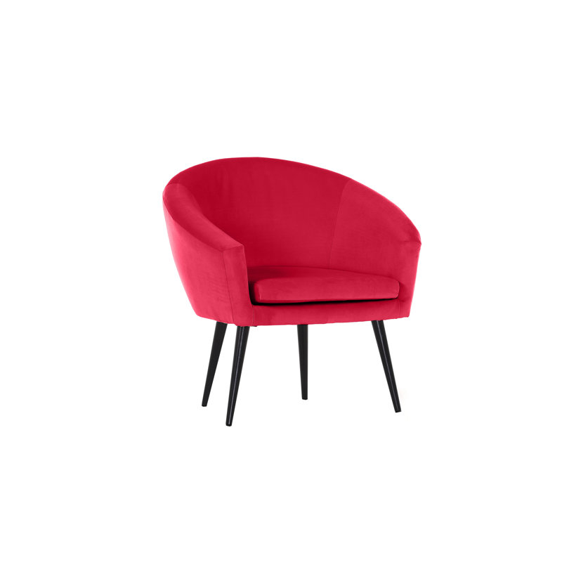 Upholstered Barrel Chair, Dark Red, Beige