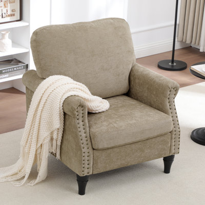 Upholstered Armchair With Nailhead Accents