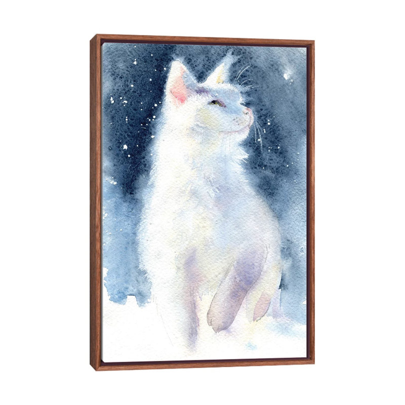 «White Kitten II» par Marina Ignatova - impression, Pas de tapis, Toile avec cadre en bois classique