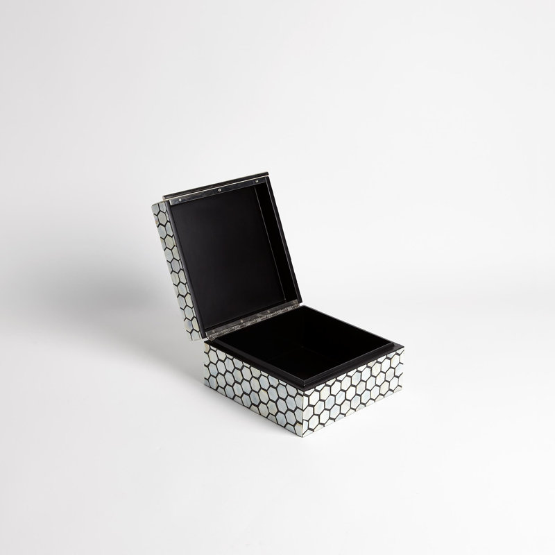 Mother of Pearl Box, 4.5" H x 9" W x 9" D, Pearl