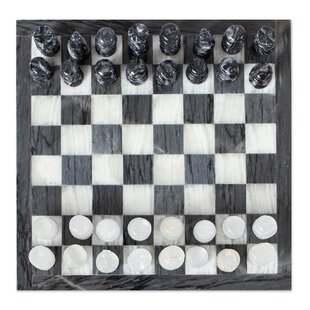 Luxury Chess Set in Michelangelo and White Marble, Size: 16