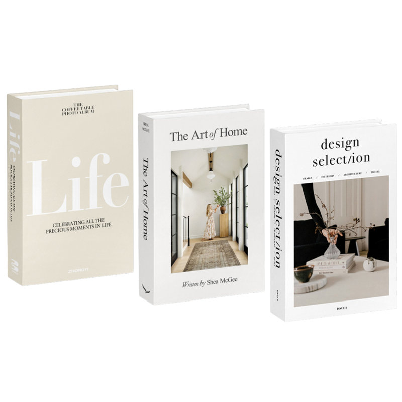 Ensemble de 3 livres décoratifs beiges et blancs
