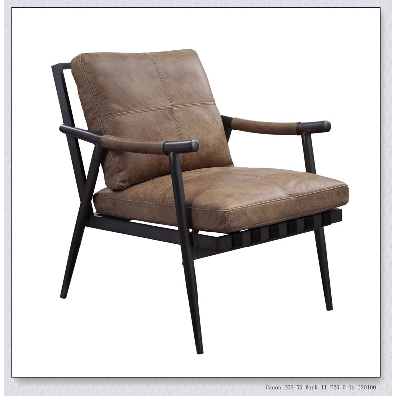 Chaise d'appoint Berham en châtaignier et fer mat avec pieds en métal
