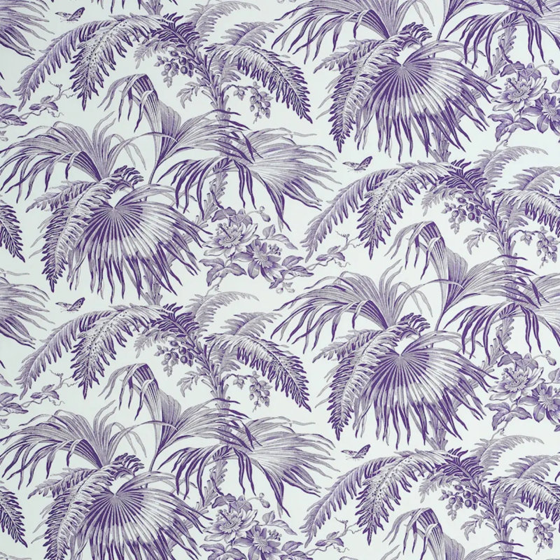 Schumacher x Jill Lasersohn Toile Tropique Fabric, Purple