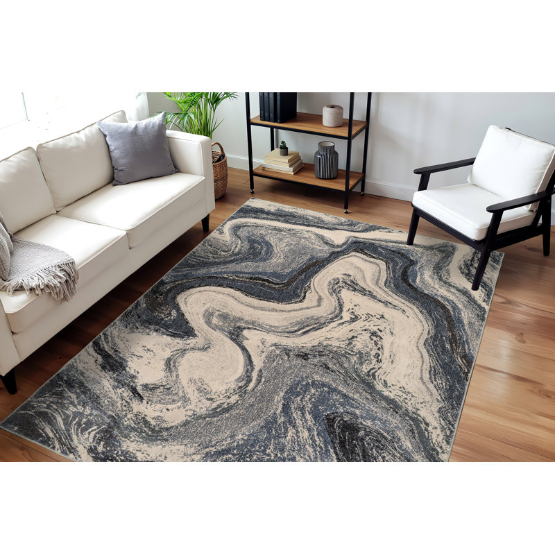 Thurner PEBBLE 63436-5656 GRIS / Crème, Nouveauté 5 pi 3 po x 7 pi 7 po