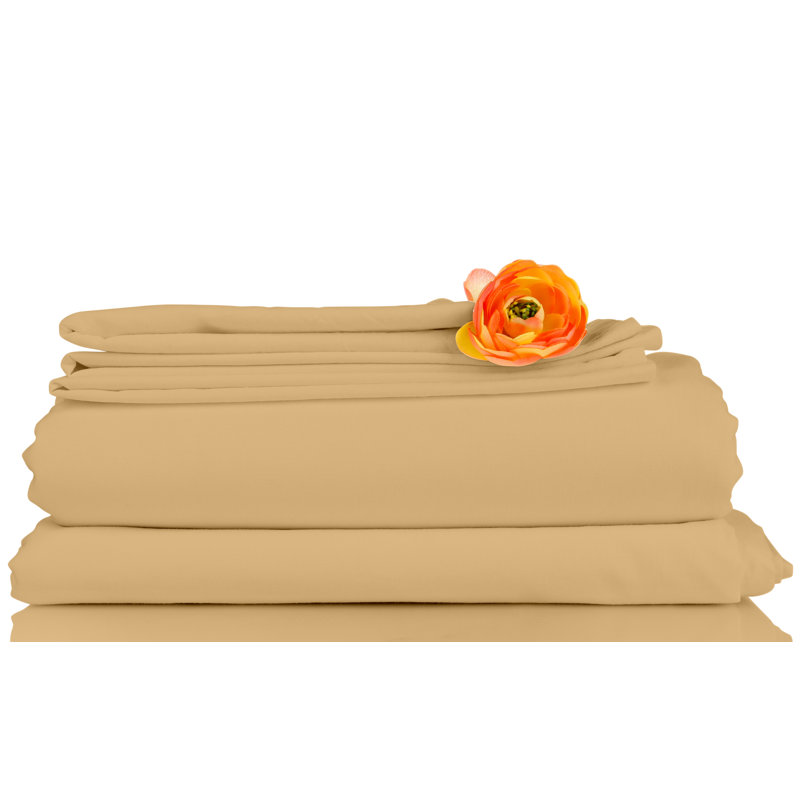 Bed Sheets Microfiber Sheet Set, King, Gold