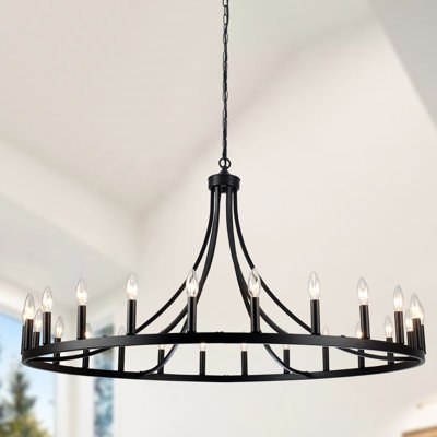 Luminaire suspendu de style chandelier rond en fer de style campagnard avec 47 lumières et 47 lumières de 47 po pour îlot de cuisine