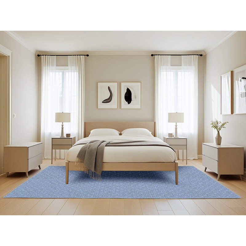 Tapis bleu clair à pois, Rectangle 5 pi x 8 pi