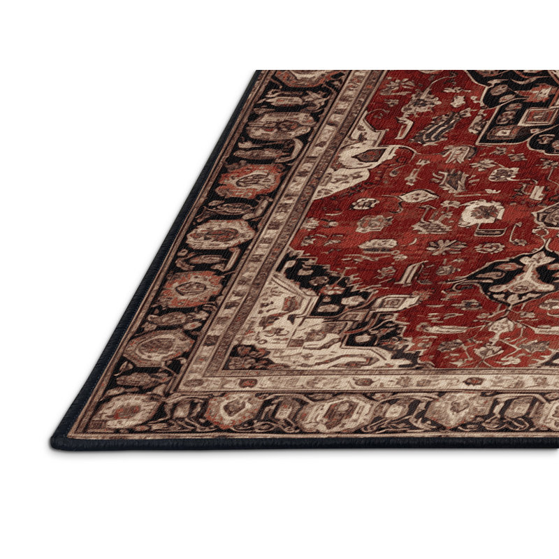 Machine Washable Persian Brown Area Rug, Rectangle 4' x 6'
