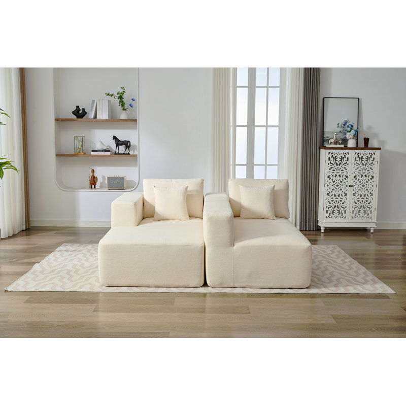 Canapé modulaire Homey Relaxation, Chenille beige