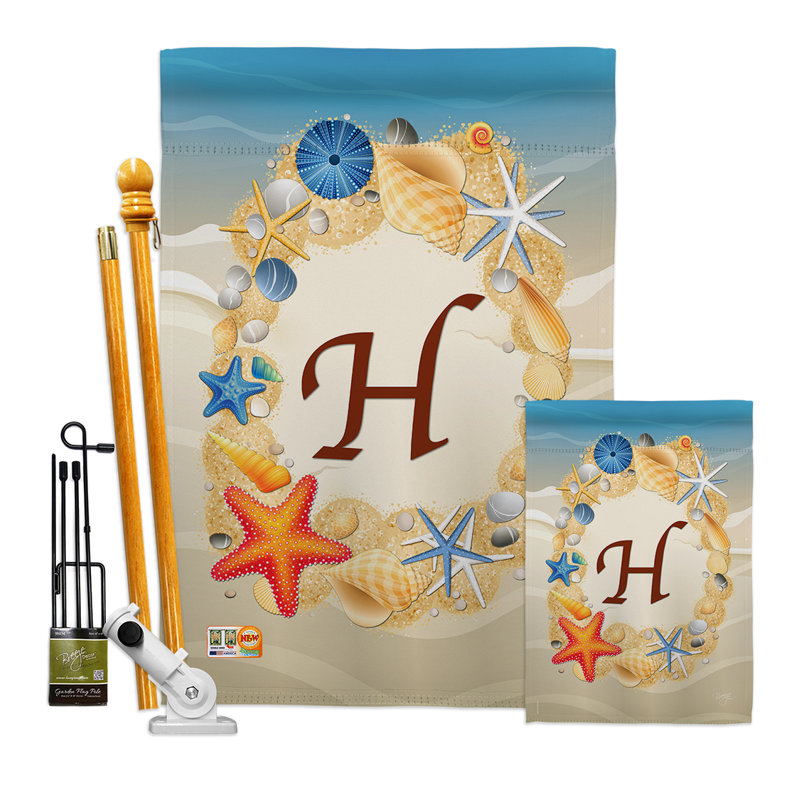 Ensemble de drapeaux en polyester à 2 côtés Summer Initiale 40 po x 28 po, H