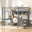 Lit mezzanine double avec bureau, armoires, tiroirs et plateau de chevet, station de charge, gris