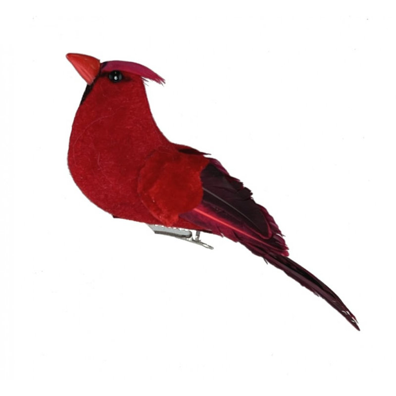 Feathered Cardinal With Clip Ornament