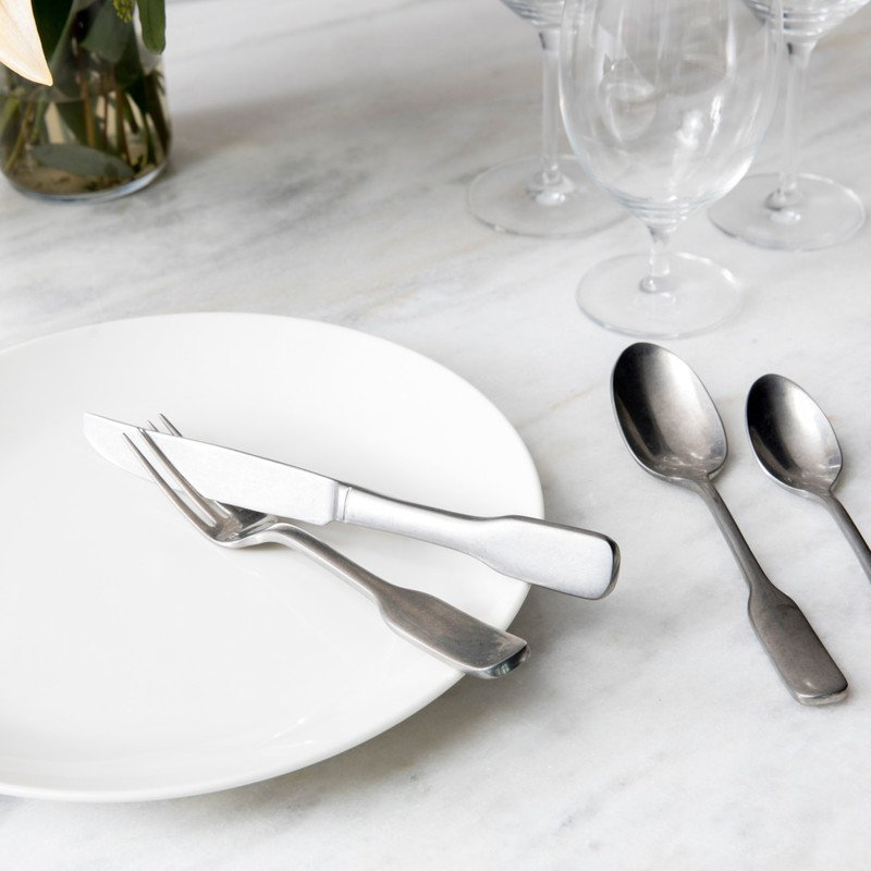 Ashton 5 Piece 18/10 Stainless Steel Flatware Set, Service for 1, Tumbled Nickel