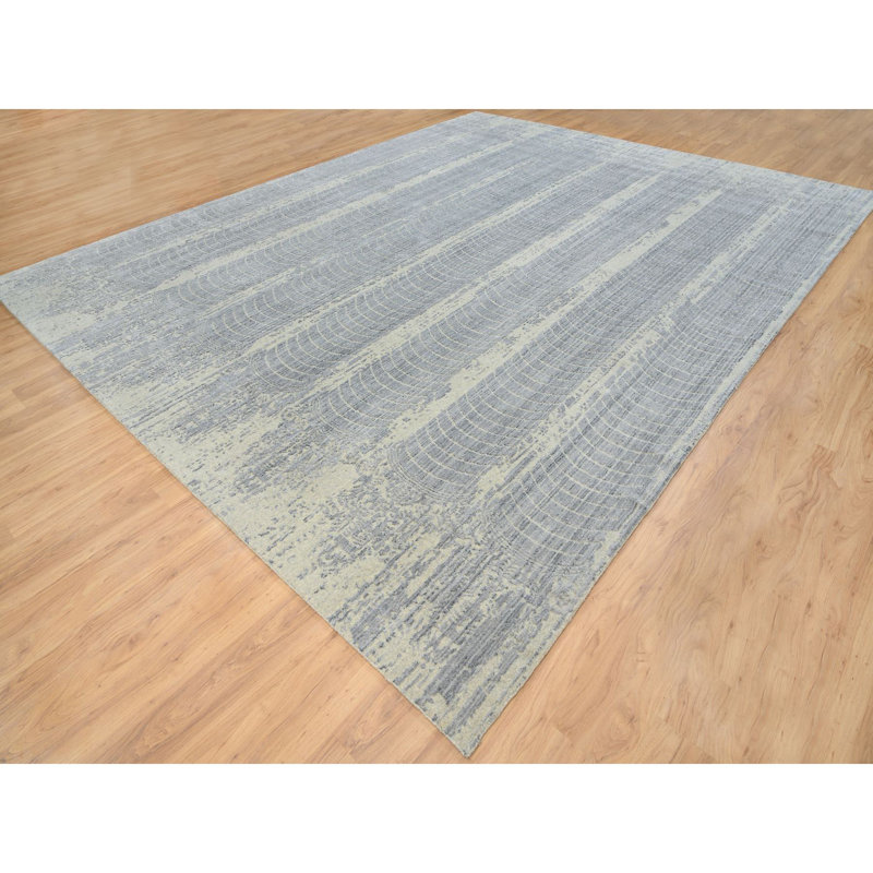 Kobylak One-of-a-Kind Rectangle 12'0" X 15'2" New Age Area Rug in Grey