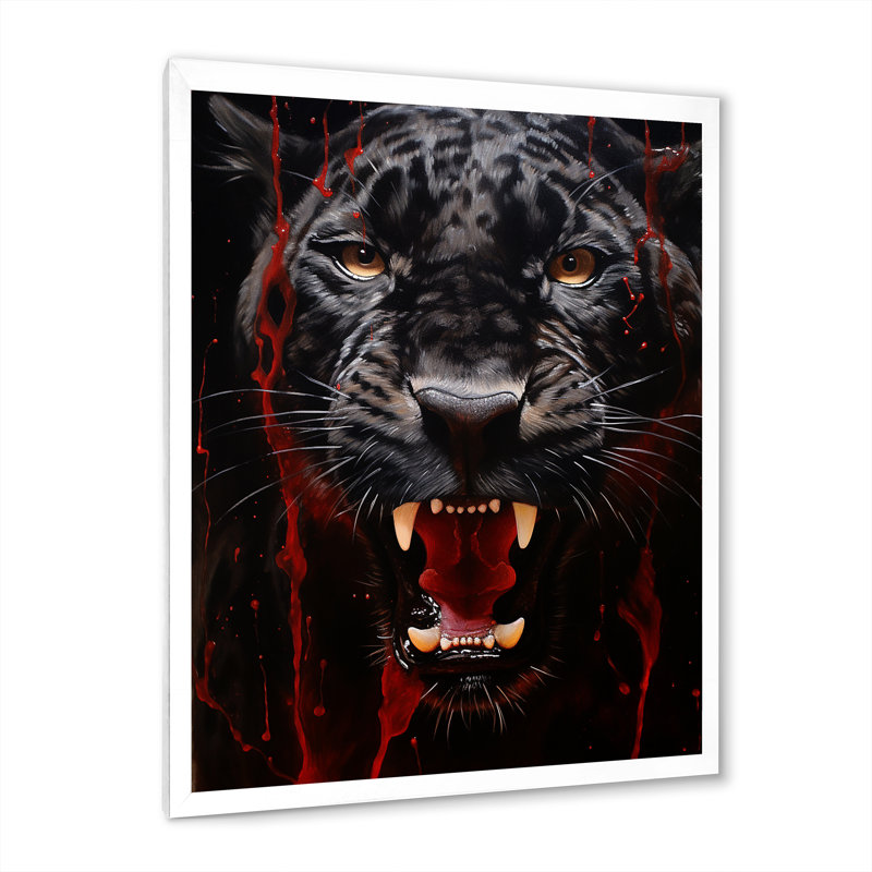 «Black Red Red Panther» sur toile imprimée, H 40 po x l 30 po x P 1,5 po, Cadre photo blanc