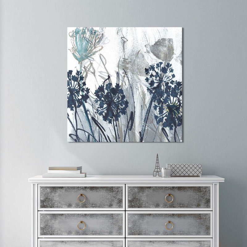 « indigo field 1 », reproduction de peinture à l’acrylique sur toile, H 18" x l 18" x P 1"