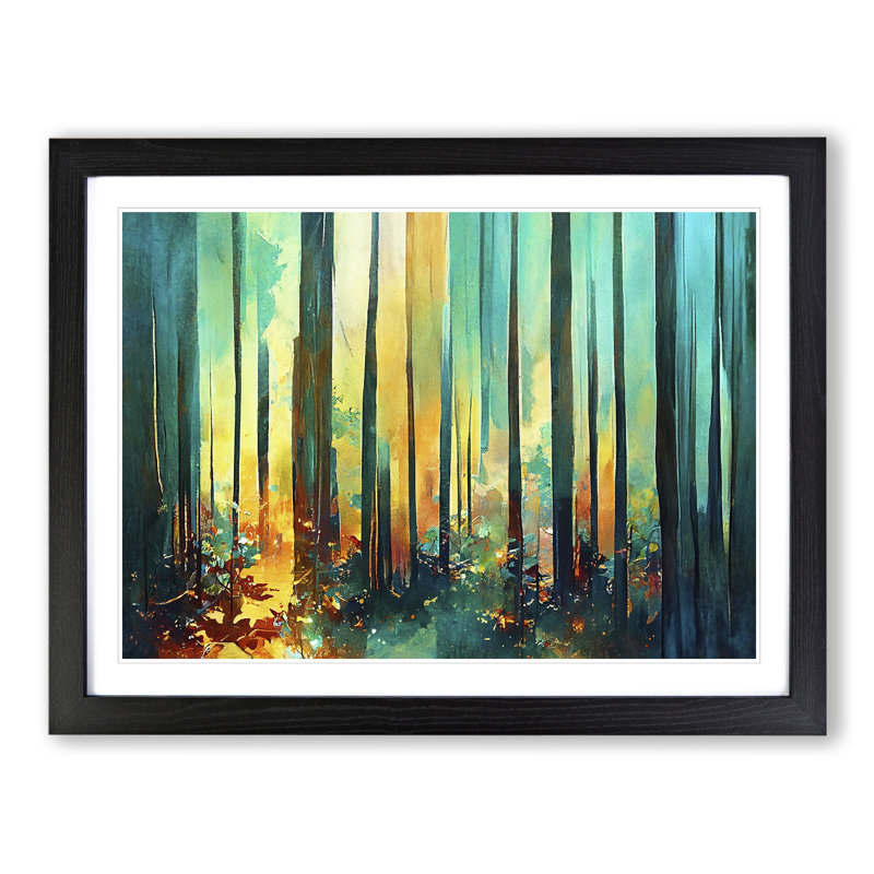 Captivating Abstract Forest Vol.4 - Picture Frame Painting, 46cm H x 64cm W x 2cm D, Black