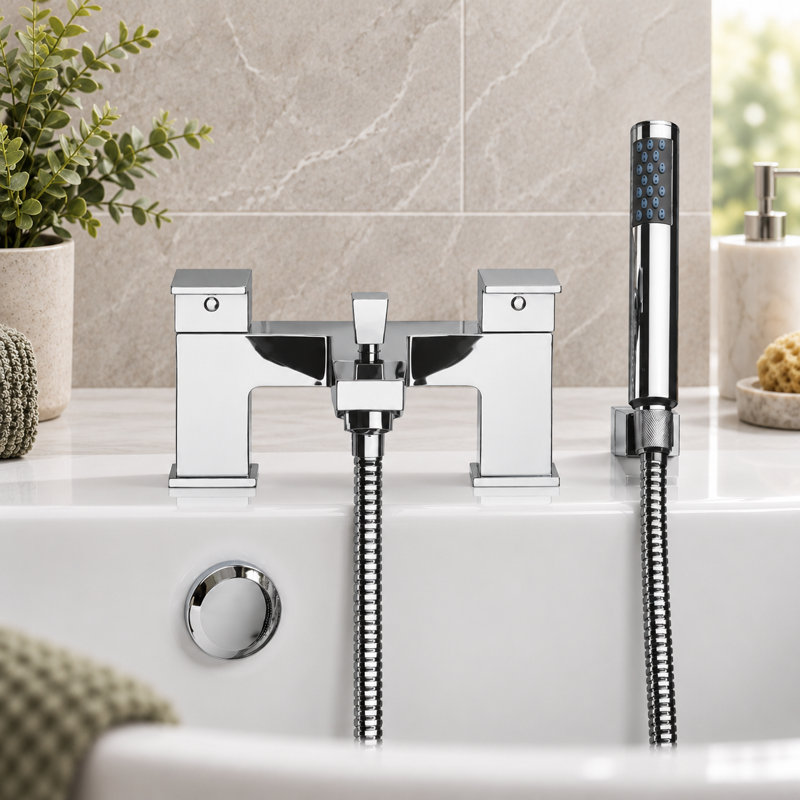 2 Handle Deck Bath Shower Mixer Bath Filler with Diverter
