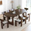 Table de salle à manger ovale en bois à double piédestal-768531205-768531203