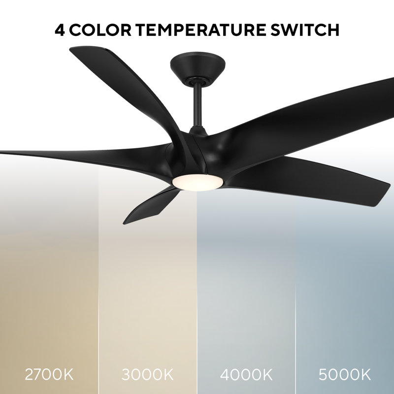 Zephyr 5 5-Blade Smart Ceiling Fan, Matte Black
