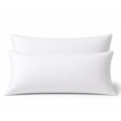 Feather Sham Insert - Rectangular Feather Filled Decorative Pillow Insert - Twin Pack - 20" x 36" - White