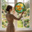 Art sur toile de style champignon doré et fougères en vitrail-857250932