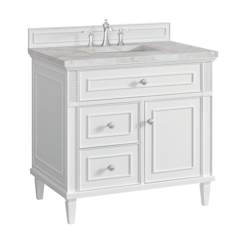 Lorelai 36 in. Single Vanity, Bright White, Victorian Silver, 8" Widespread