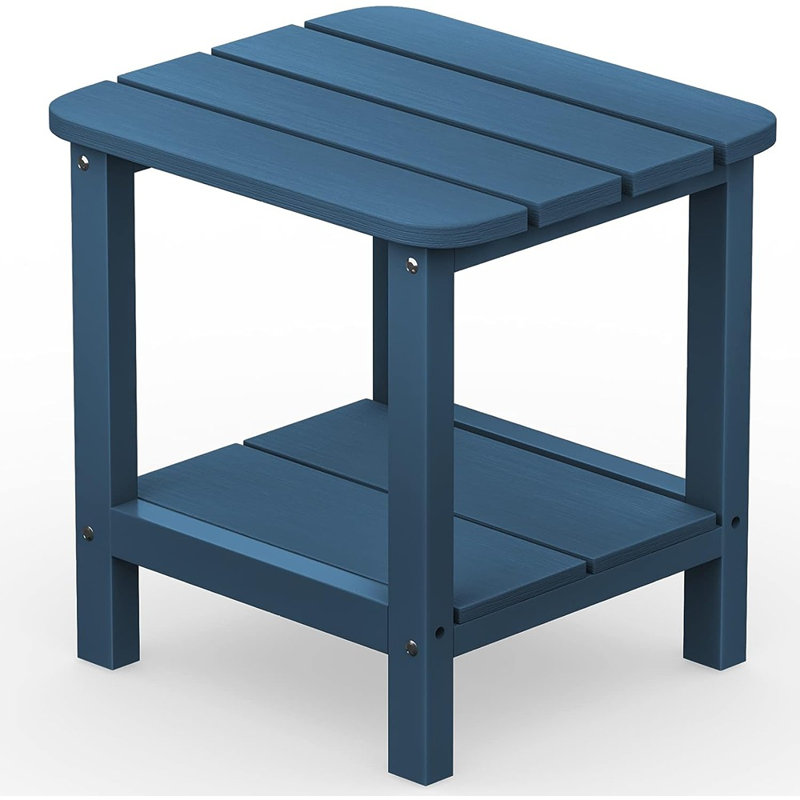 Adirondack Outdoor Side Table, Weather-Resistant Accent Table For Patio, Porch, Balcony, Or Poolside Use, Blue