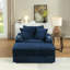Velours côtelé de luxe bleu avec coussins décoratifs et 1 canapé de siège profond pour le salon, tissu, structure à haute éponge à ressorts, conception ergonomique, confort optimal, assemblage rapide et facile