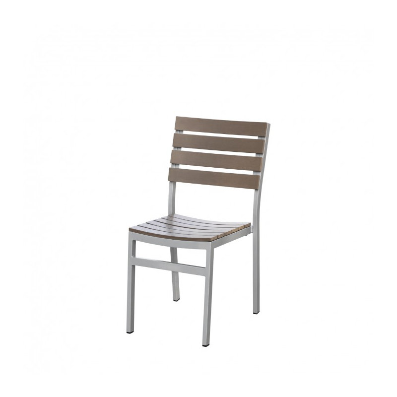 Chaise de patio empilable Vienna, Gris / teck