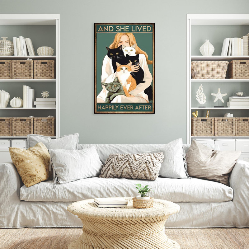 " Cats And She Lived Happily ", 20" H x 16" W x 1.25" D
