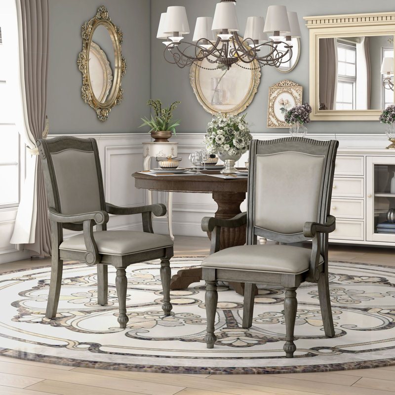19'' H Faux Leather Upholstered Armchair, Gray