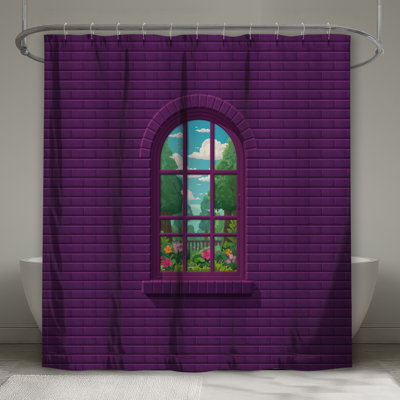 Rideaux de douche muraux mauve en brique mauve