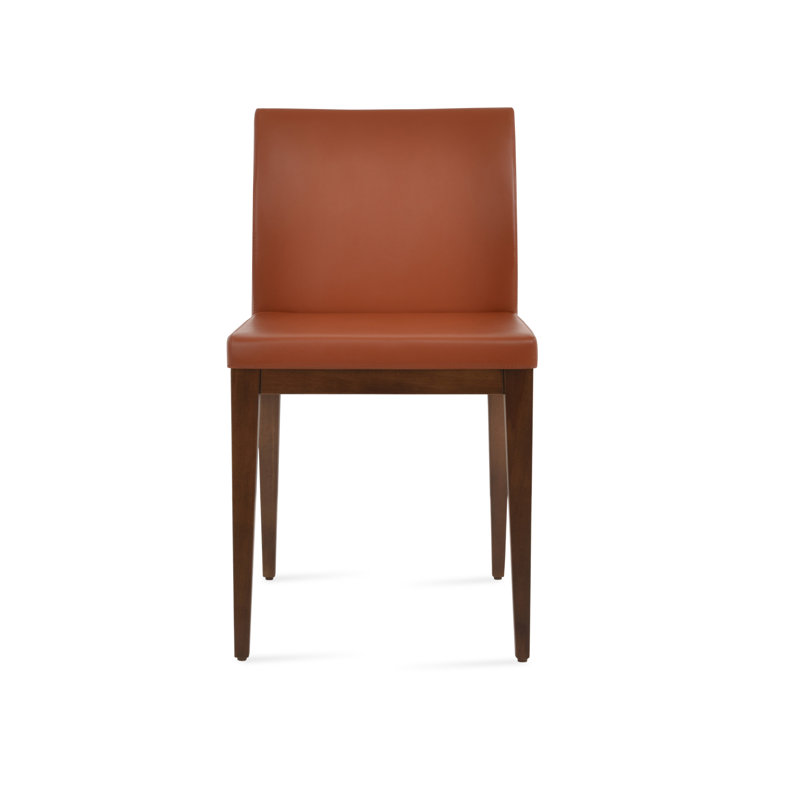 Aria Wood Dining Chair, Walnut, Bone PPM Faux Leather