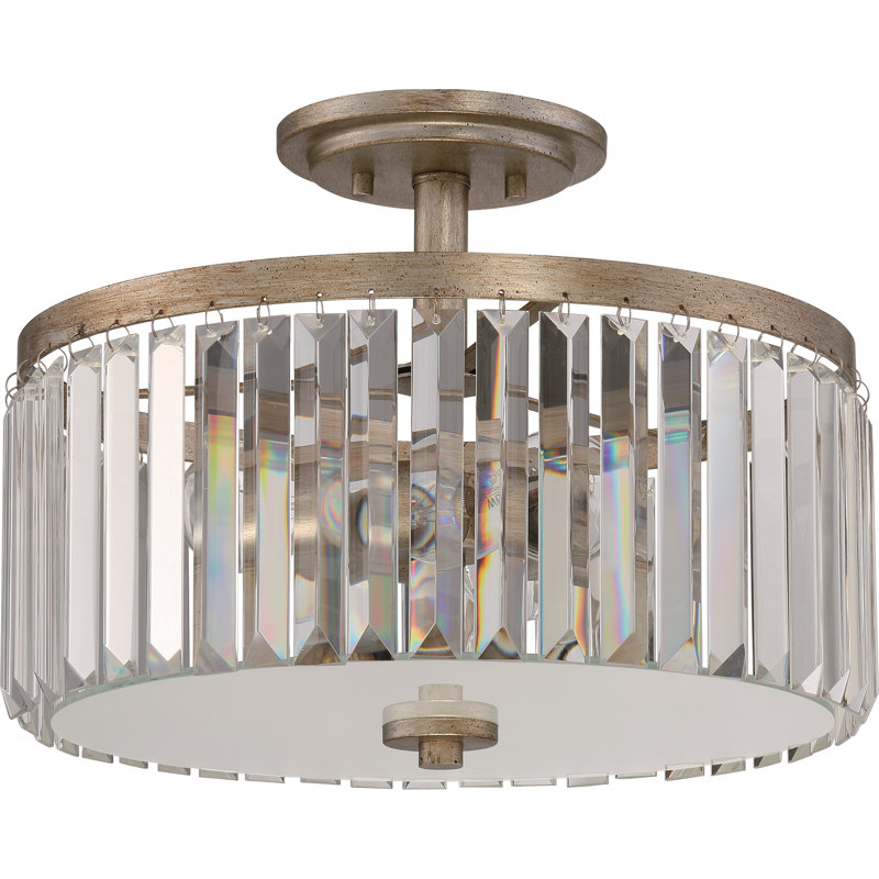 Plafonnier semi-encastré 3 lumières, H 11,25 po x l 15,25 po x P 14,75 po