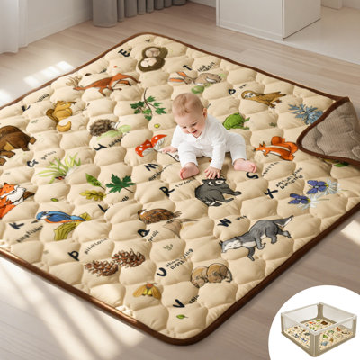 Baby Play Mats For Floor, 50X50 Playpen Mat, Thicker Foam One-Piece Crawling Mat For Babies, Toddlers & Infants, Anti-Slip Activity Playmat