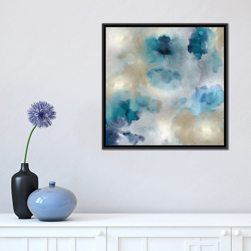 «Aqua Mouvement II», impression sur toile, H 18 po x l 18 po x P 1,5 po, Toile avec cadre noir, Pas de tapis