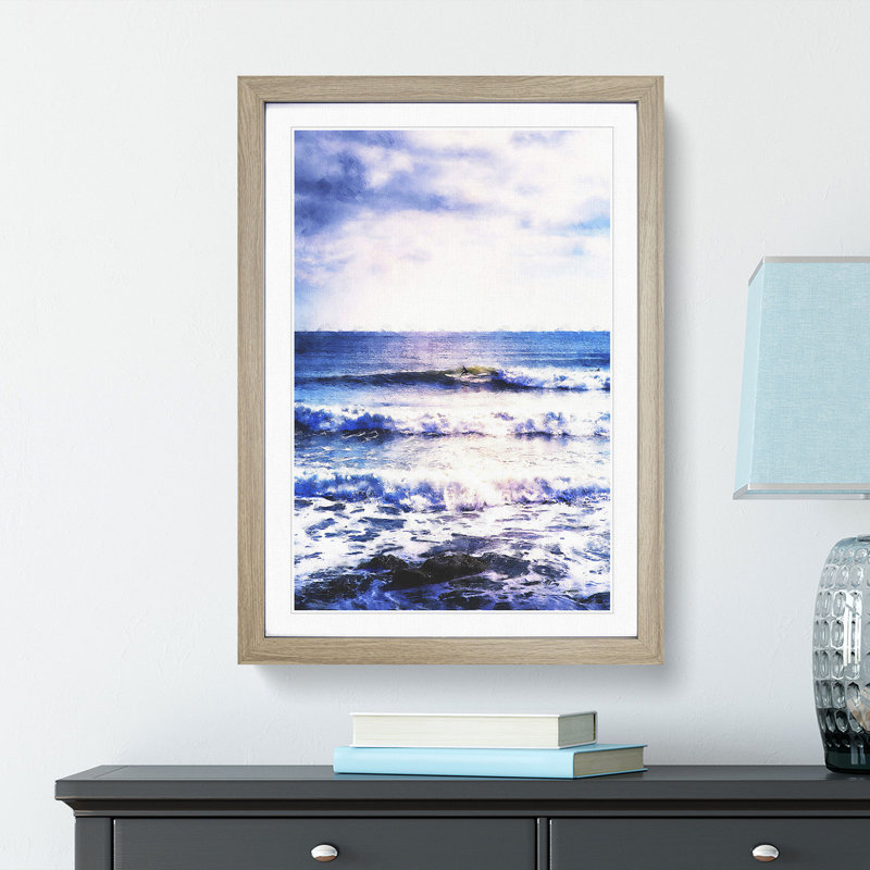 Surfing in Rhode Island - Framed Print, Oak Framed, 45cm H x 33cm W x 2cm D