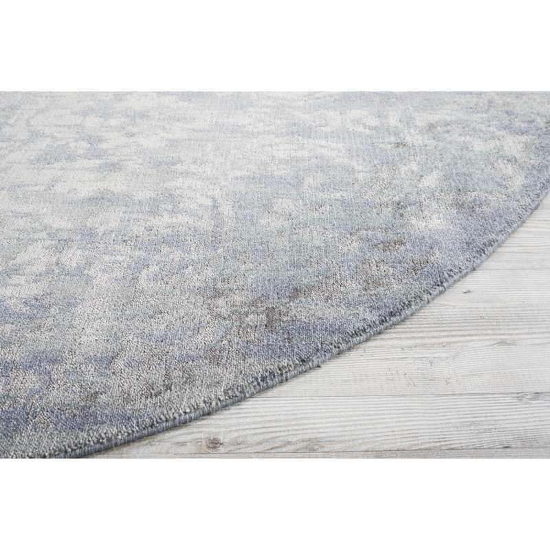Tapis à motif abstrait ardoise Zephyr, Rond 8 pi