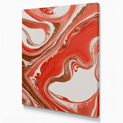Abstrait art fluide sur toile rouge 58