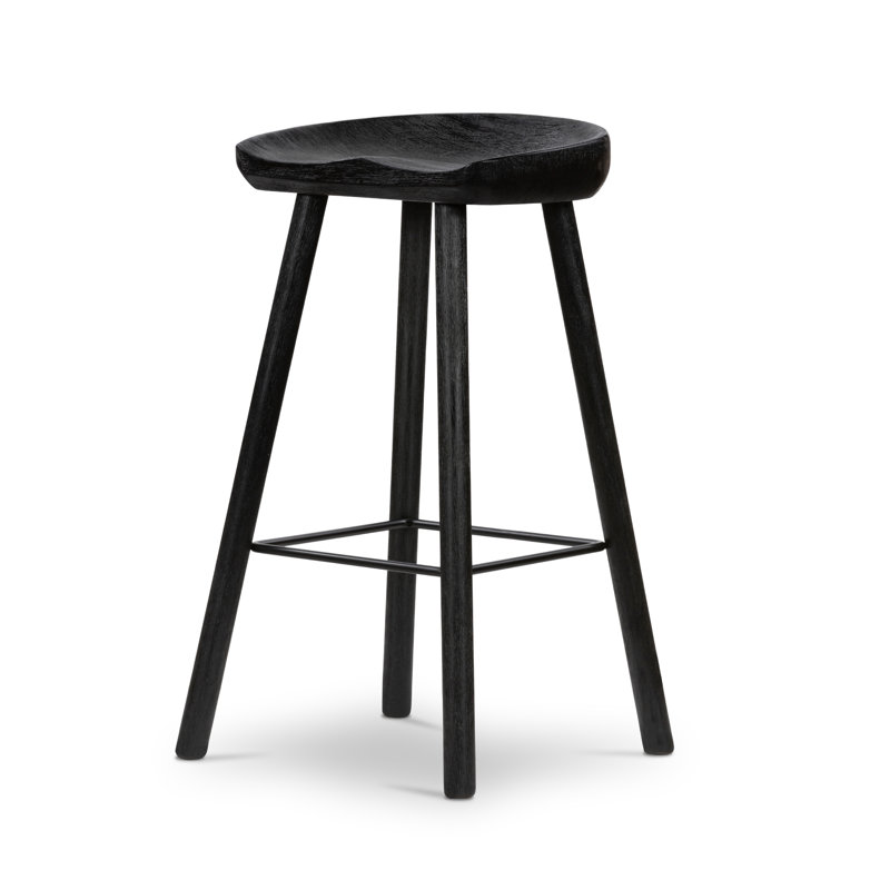 Barrett Solid Wood Bar & Counter Stool, Counter Stool (26.75” Seat Height), Matte Black