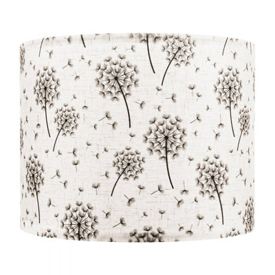 Ensemble d'abat-jour tambour 2 pièces, haut 13 po x bas 13 po x haut 10 po, abat-jour tambour moyen en lin, abat-jour de remplacement pour lampes de table, assemblage facile requis (motif pissenlit clair)