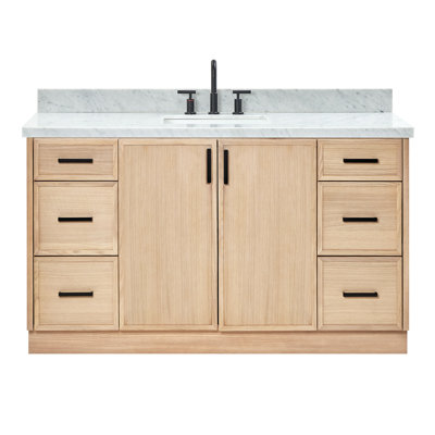 ARIEL Kelly 61 Single Sink Bathroom Vanity with Italian Carrara Marble Top