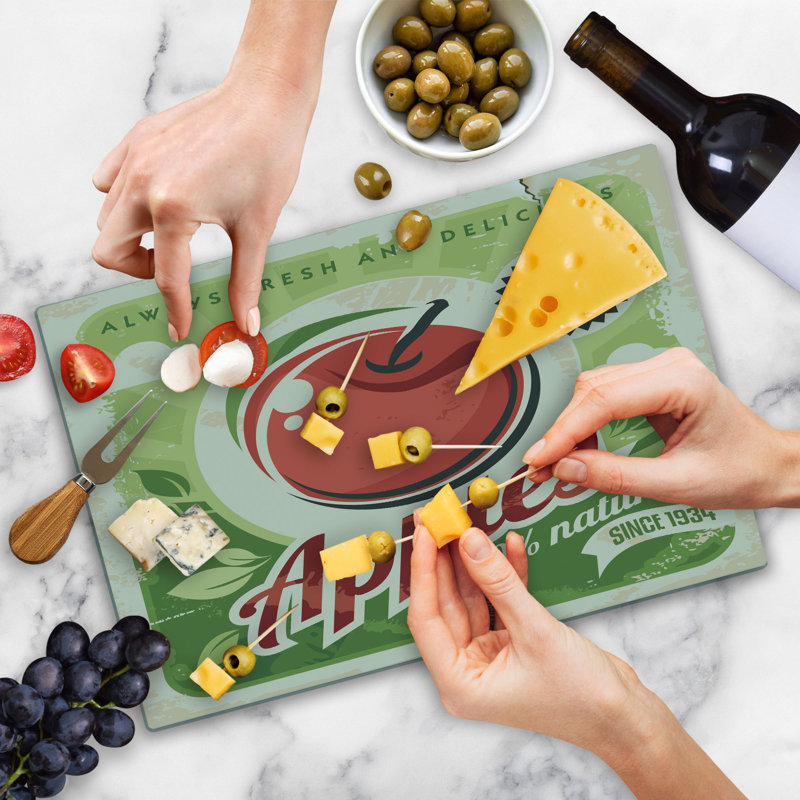 Ambesonne Fruit Cutting Board Large Size Grunge Torn Advertisement Multicolor