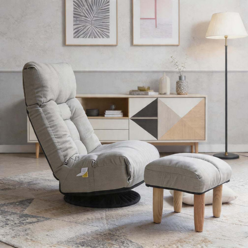Fauteuil inclinable simple, Tissu gris / brun, H 35,8 po x l 22,8 po x P 45,3 po