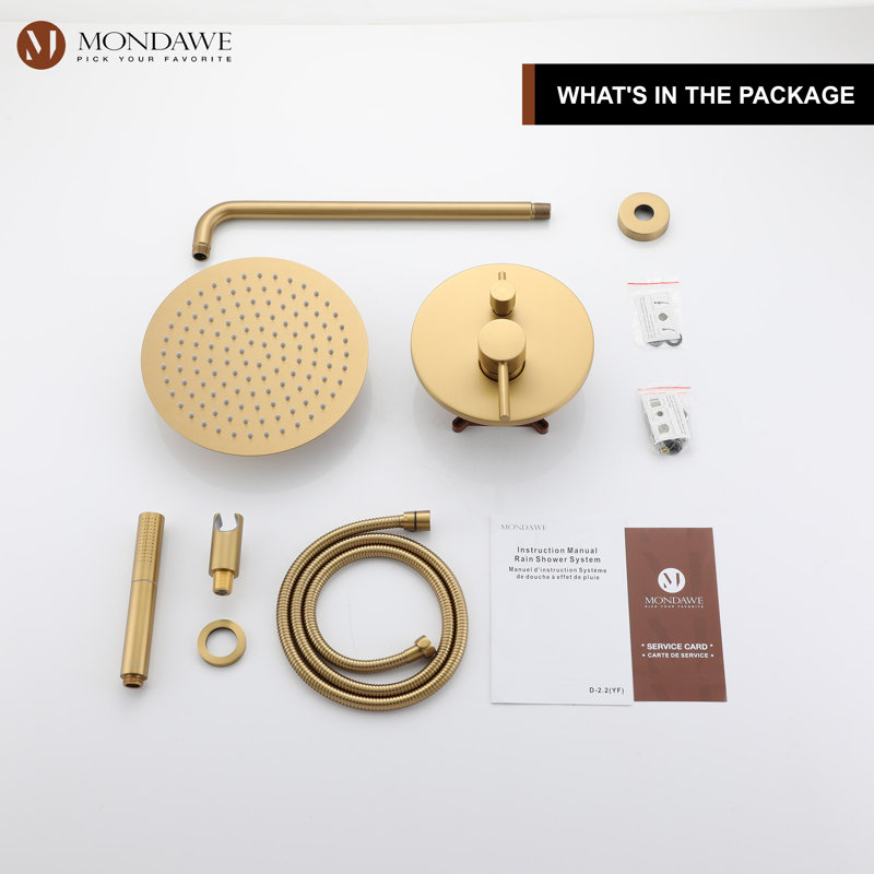 Brushed Gold Dual-Function Rain Shower System with Handheld