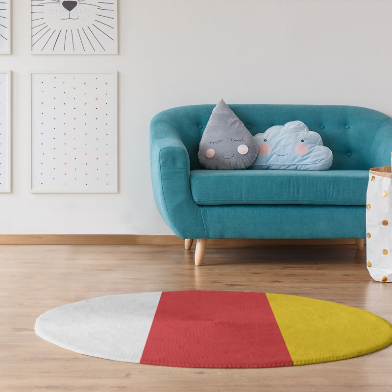 Tapis de zone rouge/jaune, Rond 5 pi
