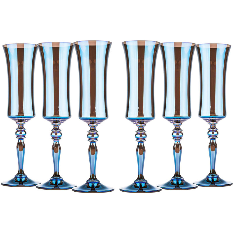 6 oz Ensemble de flûtes en verre, Bleu