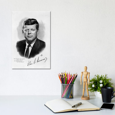 1960s JFK Official White House Portrait John Fitzgerald Kennedy 35th American President by Vintage Images - Wrapped Canvas Print